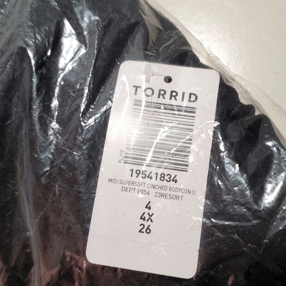 ❤️NWT VINTAGE TORRID MIDI DRESS CINCHED RUCHED BODYCON SUPER SOFT KNIT PLUS SIZE - Picture 6 of 12